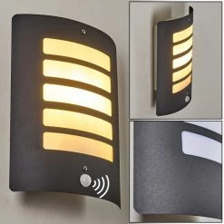 Hofstein Alslev Außenwandleuchte Anthrazit, 1-flammig, Bewegungsmelder