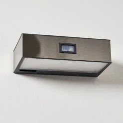 Hofstein Attu Solar-Außenwandleuchte LED Nickel-Matt, 1-flammig, Bewegungsmelder -Außenleuchten Verkäufe attu solar aussenwandleuchte h3303870 do1 11