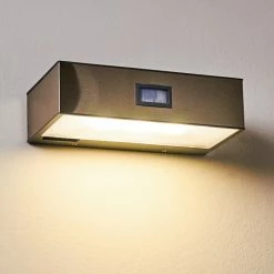 Hofstein Attu Solar-Außenwandleuchte LED Nickel-Matt, 1-flammig, Bewegungsmelder -Außenleuchten Verkäufe attu solar aussenwandleuchte h3303870 do1 6