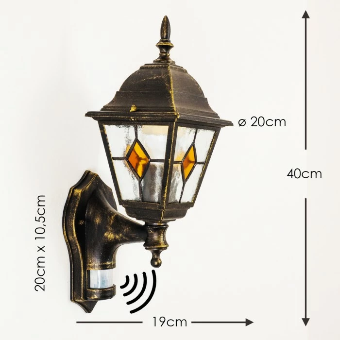 Hofstein Außenwandleuchte Antibes Braun, Gold, 1-flammig, Bewegungsmelder 2 Hofstein Außenwandleuchte Antibes Braun, Gold, 1-flammig, Bewegungsmelder – Bild 2