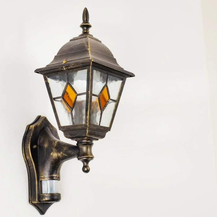 Hofstein Außenwandleuchte Antibes Braun, Gold, 1-flammig, Bewegungsmelder 8 Hofstein Außenwandleuchte Antibes Braun, Gold, 1-flammig, Bewegungsmelder – Bild 8