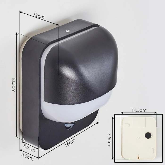 Hofstein Außenwandleuchte Caldes Schwarz, 1-flammig, Bewegungsmelder 4 Hofstein Außenwandleuchte Caldes Schwarz, 1-flammig, Bewegungsmelder – Bild 4
