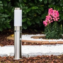 Hofstein Avize Au&szlig;ensockelleuchte Edelstahl, 1-flammig, Bewegungsmelder -Außenleuchten Verkäufe avize aussensockelleuchte h140 11