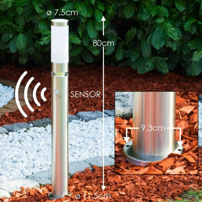Hofstein Avize Außenstandleuchte Edelstahl, 1-flammig, Bewegungsmelder 2 Hofstein Avize Außenstandleuchte Edelstahl, 1-flammig, Bewegungsmelder – Bild 2