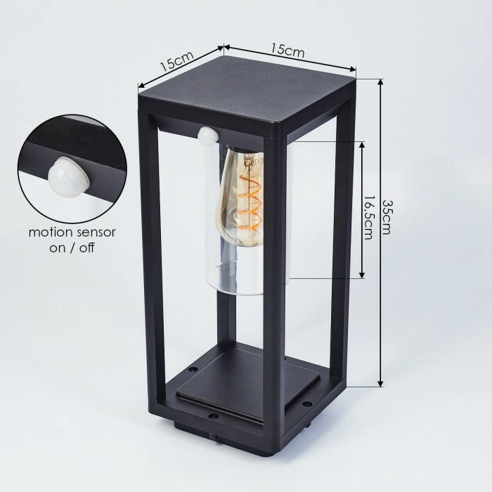 Hofstein Baoshan Wegeleuchte Schwarz, 1-flammig, Bewegungsmelder 4 Hofstein Baoshan Wegeleuchte Schwarz, 1-flammig, Bewegungsmelder – Bild 4