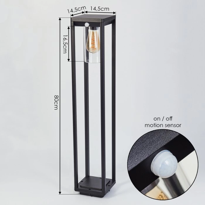 Hofstein Baoshan Wegeleuchte Schwarz, 1-flammig, Bewegungsmelder 4 Hofstein Baoshan Wegeleuchte Schwarz, 1-flammig, Bewegungsmelder – Bild 4