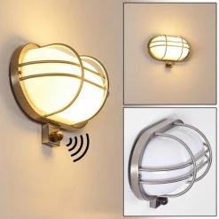 Hofstein Belmopan Außenwandleuchte Edelstahl, 1-flammig, Bewegungsmelder