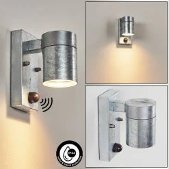 Hofstein Bessiebelle Außenwandleuchte Verzinkt, 1-flammig, Bewegungsmelder