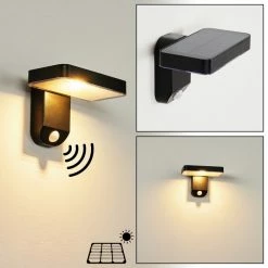 Hofstein Bondarp Solar-Außenwandleuchte LED Schwarz, 1-flammig, Bewegungsmelder