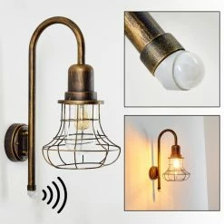 Hofstein Borkan Aussenwandleuchte Braun, Gold, 1-flammig, Bewegungsmelder -Außenleuchten Verkäufe borkan aussenwandleuchte h3023082 21