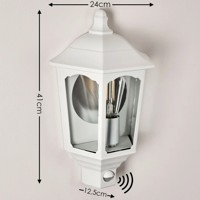 Hofstein Brissago Außenwandleuchte Weiß, 1-flammig, Bewegungsmelder 2 Hofstein Brissago Außenwandleuchte Weiß, 1-flammig, Bewegungsmelder – Bild 2