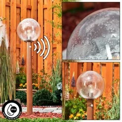 Hofstein Bubodefo Wegeleuchte Braun, Holzoptik, 1-flammig, Bewegungsmelder