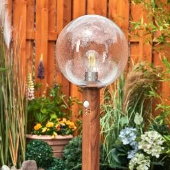 Hofstein Bubodefo Wegeleuchte Braun, Holzoptik, 1-flammig, Bewegungsmelder -Außenleuchten Verkäufe bubodefo wegeleuchte h3600863 9