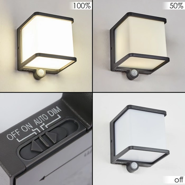 Hofstein Burseryd Solar-Außenwandleuchte LED Anthrazit, 1-flammig, Bewegungsmelder 2 Hofstein Burseryd Solar-Außenwandleuchte LED Anthrazit, 1-flammig, Bewegungsmelder – Bild 2