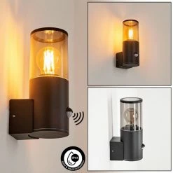 Hofstein Caragua Außenwandleuchte Anthrazit, 1-flammig, Bewegungsmelder