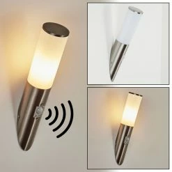 Hofstein Caserta Außenwandleuchte Nickel-Matt, 1-flammig, Bewegungsmelder