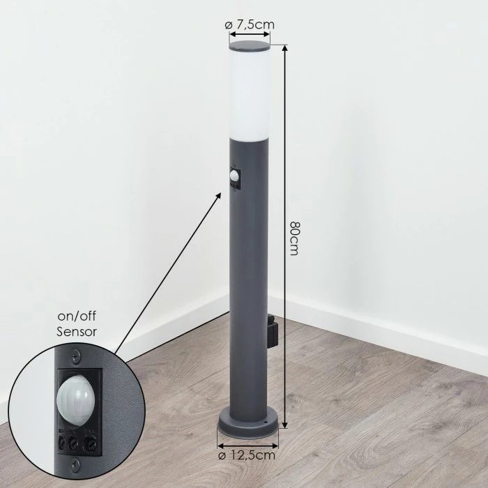 Hofstein Caserta Wegeleuchte Anthrazit, 1-flammig, Bewegungsmelder 4 Hofstein Caserta Wegeleuchte Anthrazit, 1-flammig, Bewegungsmelder – Bild 4