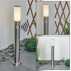 Hofstein Caserta Wegeleuchte Nickel-Matt, Weiß, 1-flammig, Bewegungsmelder