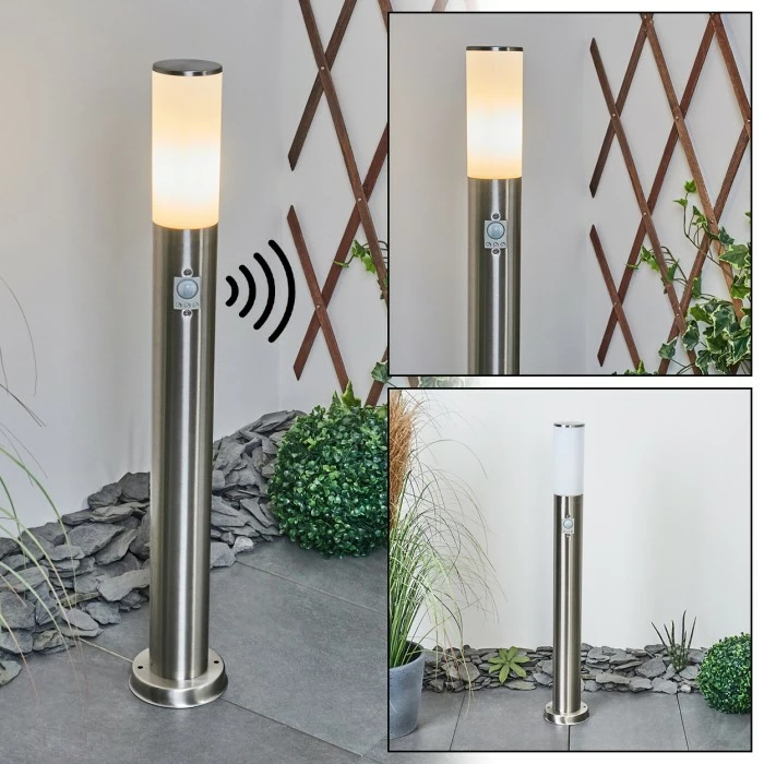 Hofstein Caserta Wegeleuchte Nickel-Matt, Weiß, 1-flammig, Bewegungsmelder 1 Hofstein Caserta Wegeleuchte Nickel-Matt, Weiß, 1-flammig, Bewegungsmelder