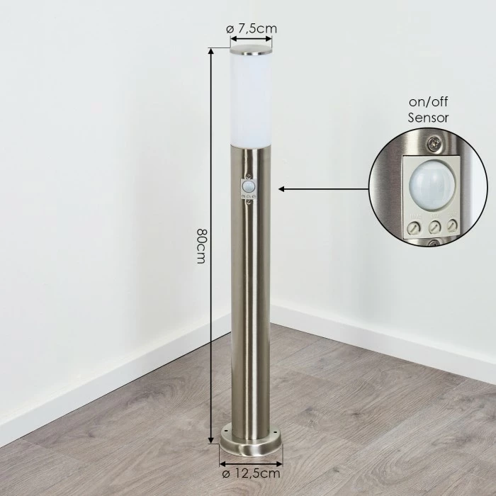 Hofstein Caserta Wegeleuchte Nickel-Matt, Weiß, 1-flammig, Bewegungsmelder 3 Hofstein Caserta Wegeleuchte Nickel-Matt, Weiß, 1-flammig, Bewegungsmelder – Bild 3
