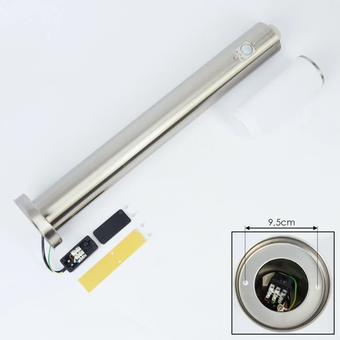 Hofstein Caserta Wegeleuchte Nickel-Matt, Weiß, 1-flammig, Bewegungsmelder 4 Hofstein Caserta Wegeleuchte Nickel-Matt, Weiß, 1-flammig, Bewegungsmelder – Bild 4