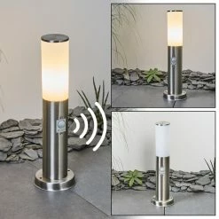 Hofstein Caserta Wegeleuchte Nickel-Matt, Weiß, 1-flammig, Bewegungsmelder