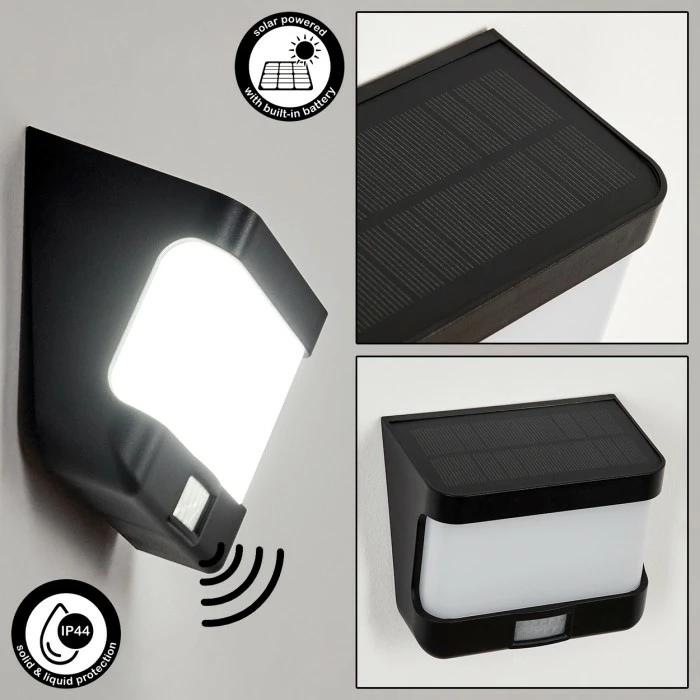 Hofstein Colchagua Solarwandleuchte LED Schwarz, Weiß, 1-flammig, Bewegungsmelder 1 Hofstein Colchagua Solarwandleuchte LED Schwarz, Weiß, 1-flammig, Bewegungsmelder