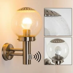 Außenleuchten Verkäufe 5 Hofstein Cordova Außenwandleuchte Edelstahl, Transparent, Klar, 1-flammig, Bewegungsmelder