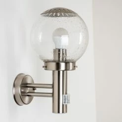 Hofstein Cordova Außenwandleuchte Edelstahl, Transparent, Klar, 1-flammig, Bewegungsmelder -Außenleuchten Verkäufe cordova aussenwandleuchte h3005927 13