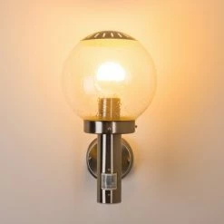 Hofstein Cordova Außenwandleuchte Edelstahl, Transparent, Klar, 1-flammig, Bewegungsmelder -Außenleuchten Verkäufe cordova aussenwandleuchte h3005927 5