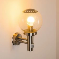 Hofstein Cordova Außenwandleuchte Edelstahl, Transparent, Klar, 1-flammig, Bewegungsmelder -Außenleuchten Verkäufe cordova aussenwandleuchte h3005927 9