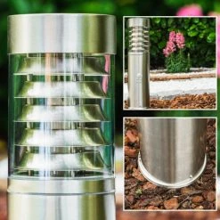 Hofstein Dakar Außensockelleuchte Edelstahl, 1-flammig, Bewegungsmelder