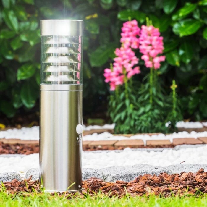 Hofstein Dakar Außensockelleuchte Edelstahl, 1-flammig, Bewegungsmelder 9 Hofstein Dakar Außensockelleuchte Edelstahl, 1-flammig, Bewegungsmelder – Bild 9