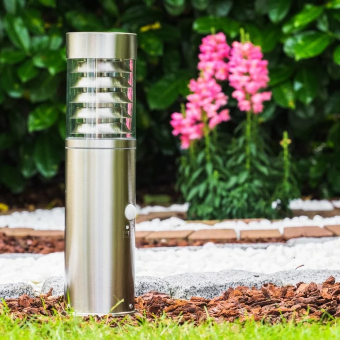 Hofstein Dakar Außensockelleuchte Edelstahl, 1-flammig, Bewegungsmelder 10 Hofstein Dakar Außensockelleuchte Edelstahl, 1-flammig, Bewegungsmelder – Bild 10