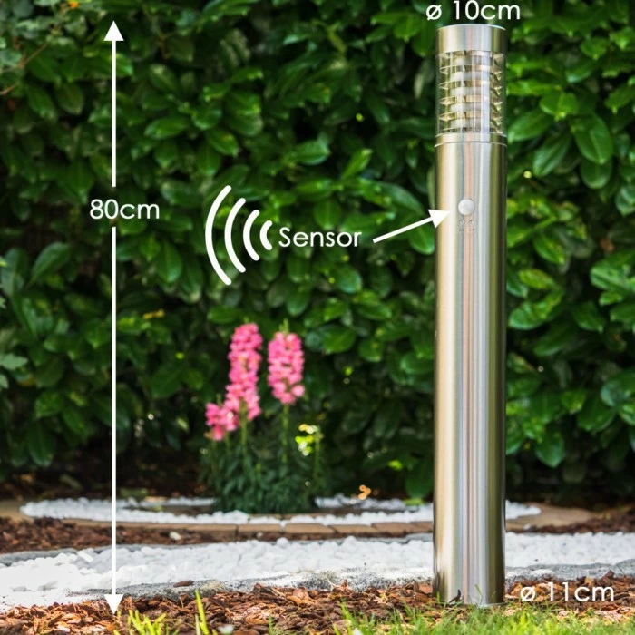 Hofstein Dakar Aussenstehleuchte Edelstahl, 1-flammig, Bewegungsmelder 2 Hofstein Dakar Aussenstehleuchte Edelstahl, 1-flammig, Bewegungsmelder – Bild 2