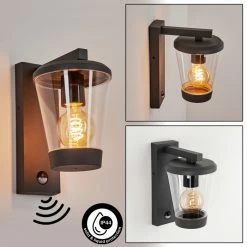 Hofstein Eloida Außenwandleuchte Anthrazit, 1-flammig, Bewegungsmelder