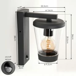 Hofstein Eloida Außenwandleuchte Anthrazit, 1-flammig, Bewegungsmelder -Außenleuchten Verkäufe eloida aussenwandleuchte h3579497 3