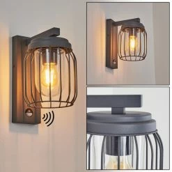 Hofstein Foothills Außenwandleuchte Anthrazit, 1-flammig, Bewegungsmelder