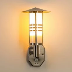 Hofstein Forli Außenwandleuchte Edelstahl, 1-flammig, Bewegungsmelder -Außenleuchten Verkäufe forli aussenwandleuchte h165530 13