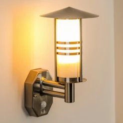 Hofstein Forli Außenwandleuchte Edelstahl, 1-flammig, Bewegungsmelder -Außenleuchten Verkäufe forli aussenwandleuchte h165530 5