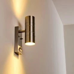 Hofstein Froslev Wandleuchte LED Chrom, 2-flammig, Bewegungsmelder -Außenleuchten Verkäufe froslev wandleuchte h3339602 do1 2