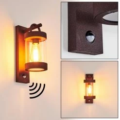 Außenleuchten Verkäufe 19 Hofstein Fulham Außenwandleuchte Rostfarben, Braun, 1-flammig, Bewegungsmelder