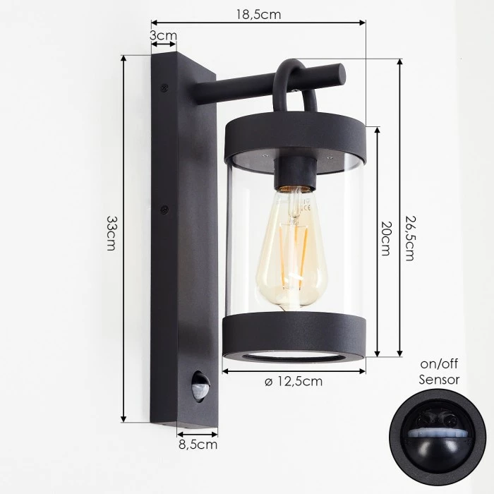 Hofstein Fulham Außenwandleuchte Anthrazit, 1-flammig, Bewegungsmelder 4 Hofstein Fulham Außenwandleuchte Anthrazit, 1-flammig, Bewegungsmelder – Bild 4