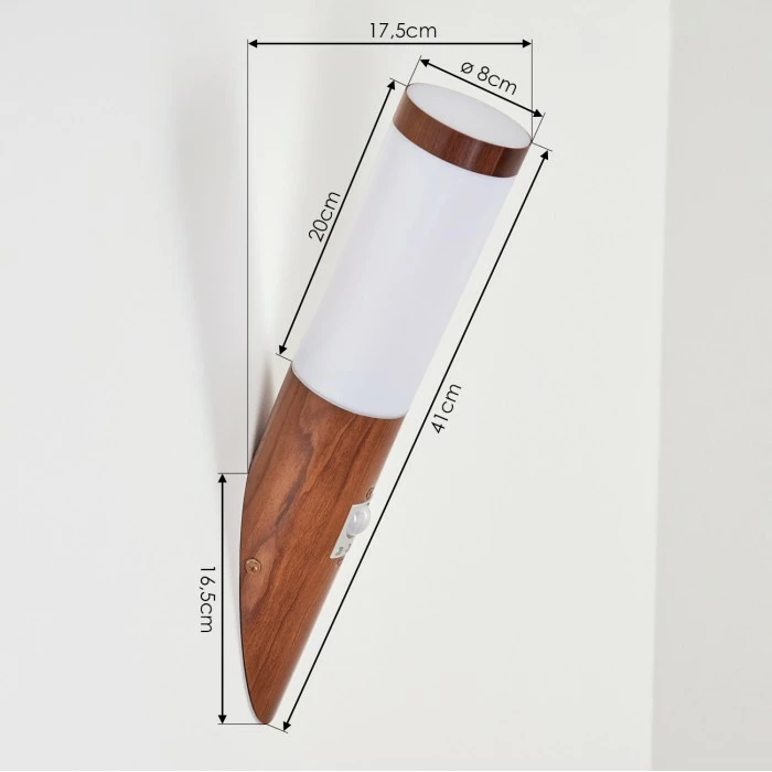 Hofstein Gaborone Außenwandleuchte Braun, Holzoptik, 1-flammig, Bewegungsmelder 4 Hofstein Gaborone Außenwandleuchte Braun, Holzoptik, 1-flammig, Bewegungsmelder – Bild 4