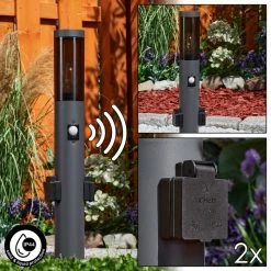 Hofstein Gaborone Sockelleuchte Anthrazit, 1-flammig, Bewegungsmelder