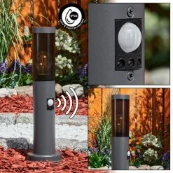 Hofstein Gaborone Sockelleuchte Anthrazit, 1-flammig, Bewegungsmelder