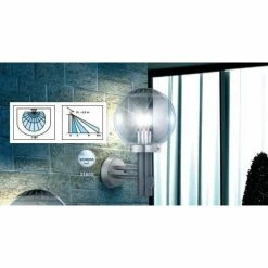 Globo BOWLE II Außenlampe Edelstahl, Transparent, Klar, 1-flammig, Bewegungsmelder