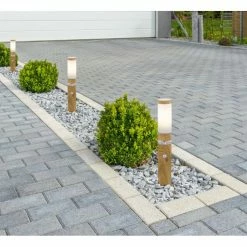 Globo JAICY Wegeleuchte Holzoptik, 1-flammig, Bewegungsmelder