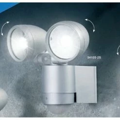 Außenleuchten Verkäufe 32 Globo RADIATOR II Strahler Silber, 2-flammig, Bewegungsmelder