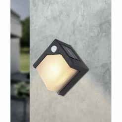 Globo Solar Außenwandleuchte LED Schwarz, 8-flammig, Bewegungsmelder